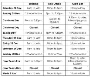 Christmas Opening Times