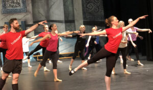 Ballet Cymru performers with Silver Swans