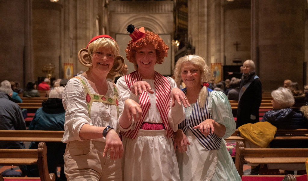 Sound of Music Singalong at Hereford Cathedral - Audience all dressed up at the puppets