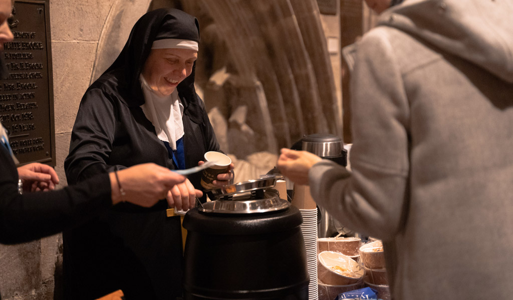 Sound of Music Singalong at Hereford Cathedral - Nuns serving Gluhwein