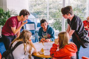 Jamie working with a group of young people at The Courtyard