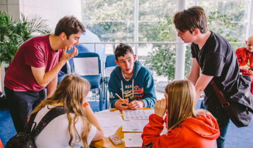 Jamie working with a group of young people at The Courtyard