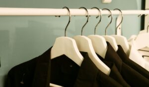 Black shirts on hangers