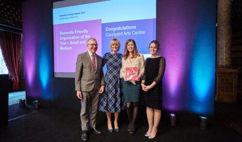 100 new dementia friends  Dementia Champions collecting The Courtyards Dementia Friendly Organisation of the Year award in 2019