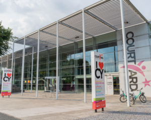 The Courtyard building with Beryl Bikes parked outside