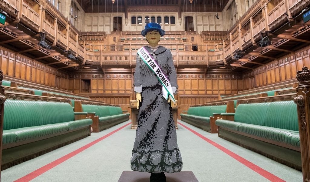 A lego statue of Hope a suffragette