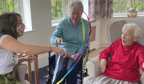 Project leader Rose working with care home residents