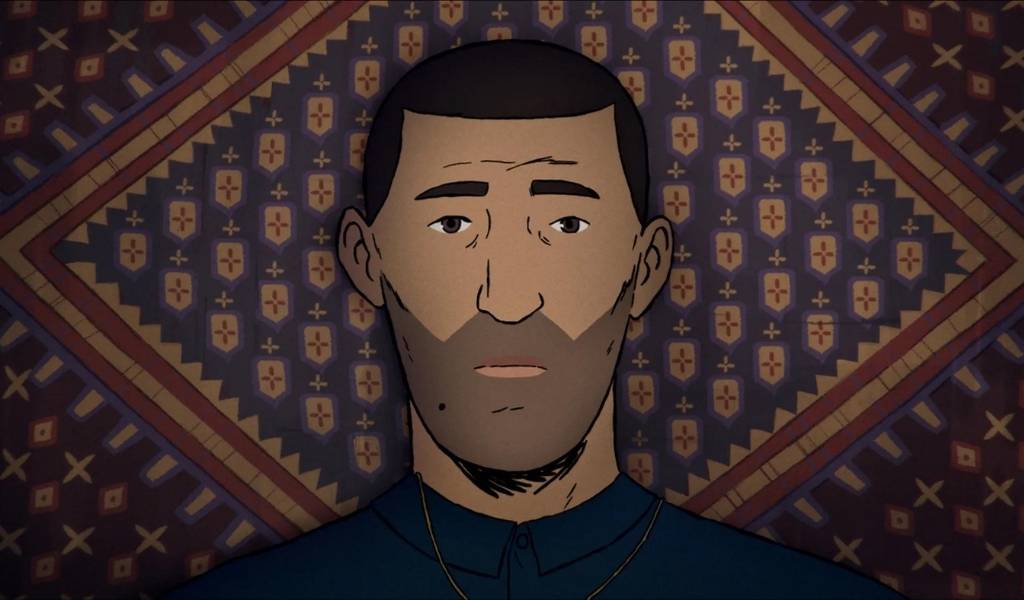 Flee Image - An animated man lays on a rug