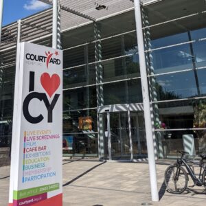 Image - Outside of The Courtyard including an 'I Heart CY' sign 