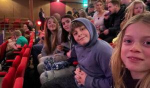 Arts Award students, Zara, Ashton and Kiri sat in the audience at a performance of Beauty and the Beast