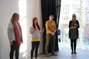Project coordinator Rebecca Cook talking to a group of teachers