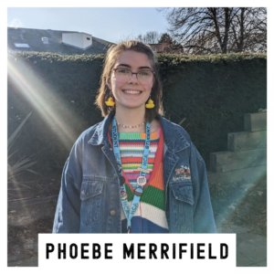 A picture of a young artist named Phoebe Merrifield stood outside The Courtyard.