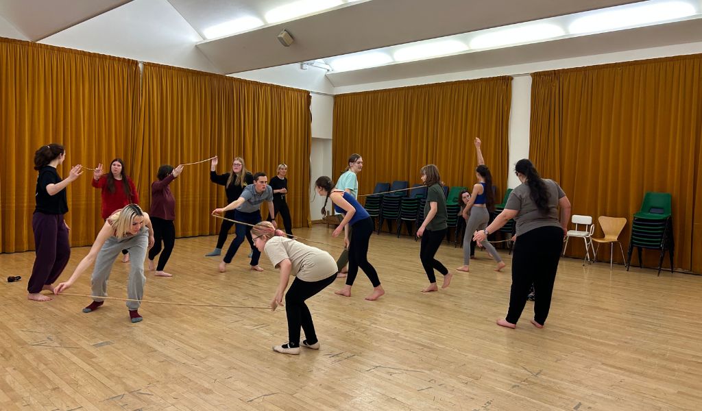 Senior Youth Theatre taking part in a workshop with 'Fourth Monkey'