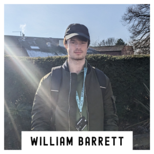 A young artist named William Barrett stands outside The Courtyard