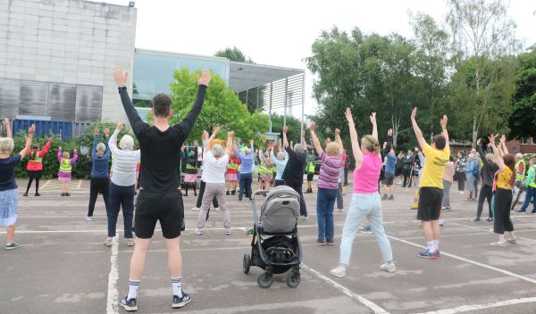 Participants dancing in The Courtyard car park