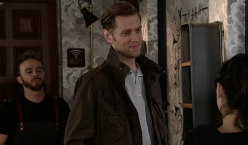Three actors in an episode of Coronation Street