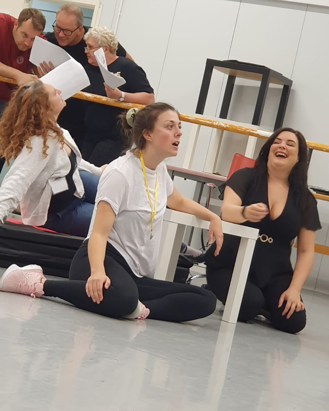 The cast in rehearsal for 9 to 5 The Musical