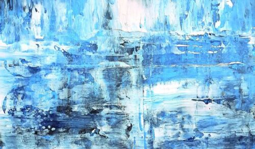 A blue and white abstract painting