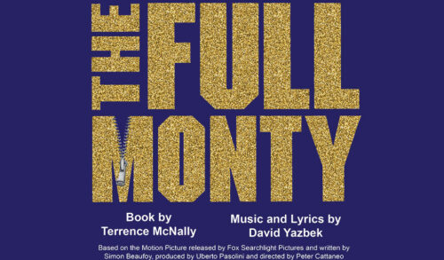 The Full Monty in glittery gold letters on a blue background