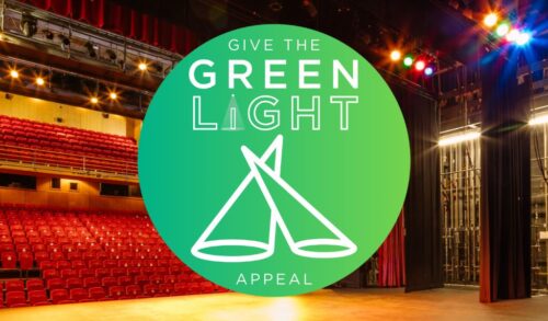 An image of The Courtyard auditorium with the Green Light Appeal logo over the top