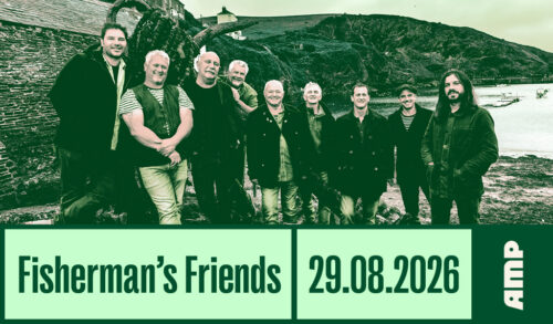 Fishermans Friends  A group of men standing on a beach wearing Cornish attire The text around them reads Fishermans Friends 29082026