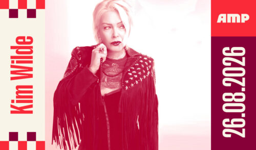 Kim Wilde  Kim Wilde a woman with blonde hair posing in a fringed leather jacket with her hand next to her face The text around her reads Kim Wilde 26082026