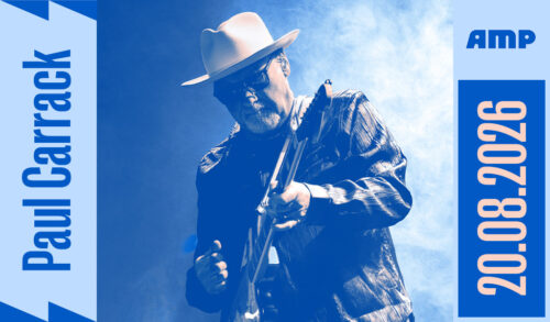 Paul Carrack The Amp  A man playing a guitar on stage in a hat the date reads 20082026
