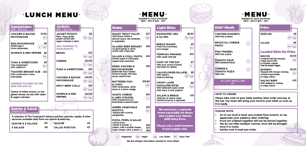 The Courtyard Spring Menu 2026 - click for PDF